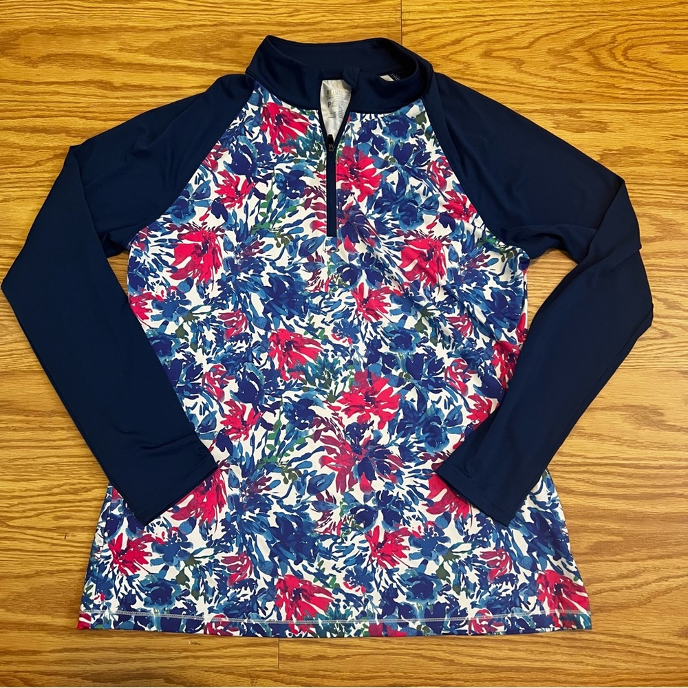 Reel Legends Navy and Floral Long Sleeve women’s size small